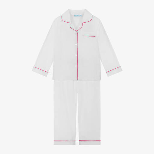 Mini Lunn-Girls White Cotton Pyjamas | Childrensalon