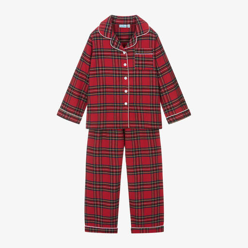 Mini Lunn-Red Tartan Cotton Pyjamas | Childrensalon