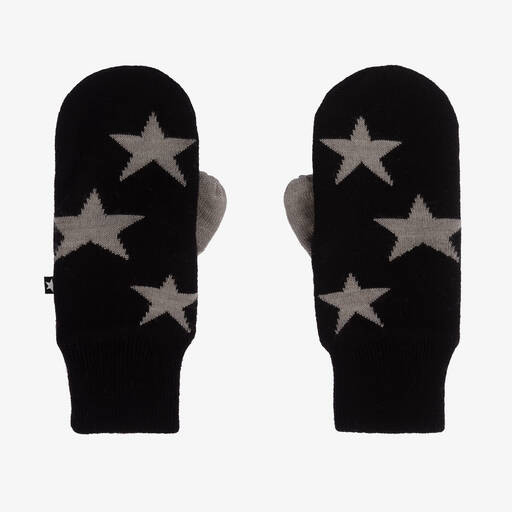 Molo-Black Knitted Star Mittens | Childrensalon