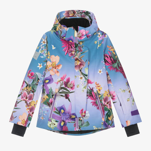 Molo-Girls Blue Floral Ski Jacket | Childrensalon