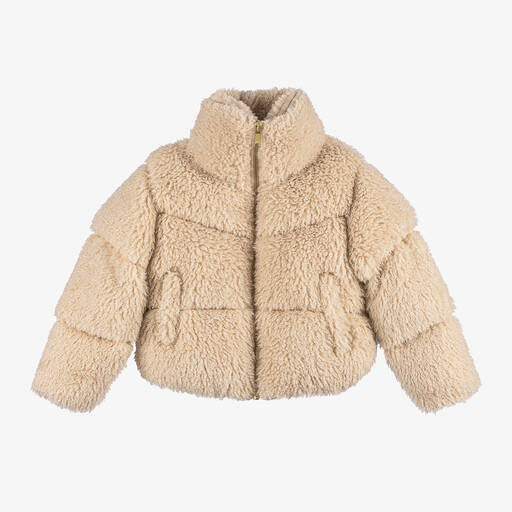 Molo-Girls Ivory Faux Fur Jacket | Childrensalon