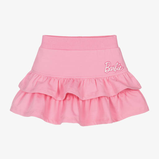 Monnalisa-Girls Pink Cotton Barbie Ruffle Skirt | Childrensalon