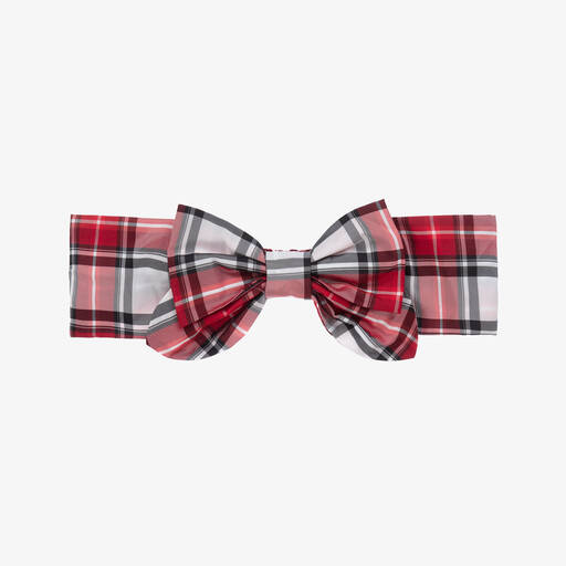 Monnalisa-Girls Red Tartan Headband  | Childrensalon