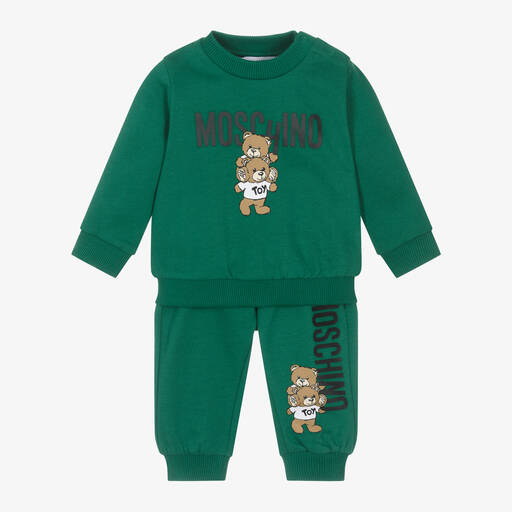 Moschino Baby-Green Cotton Teddy Bear Tracksuit | Childrensalon