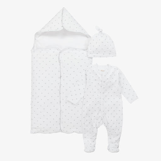 My Little Pie-White & Grey Supima Cotton Babysuit Set | Childrensalon