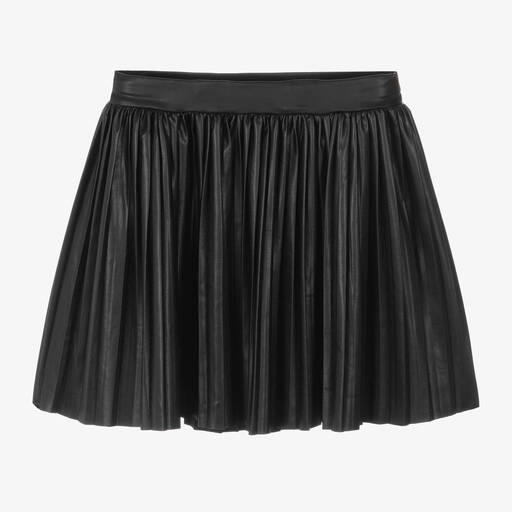 Name It-Girls Black Faux Leather Pleated Skirt | Childrensalon