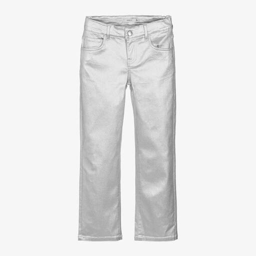 Name It-Girls Metallic Silver Straight-Leg Jeans | Childrensalon