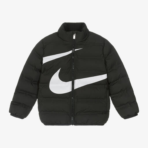 Nike-Black Swoosh Logo Puffer Jacket | Childrensalon