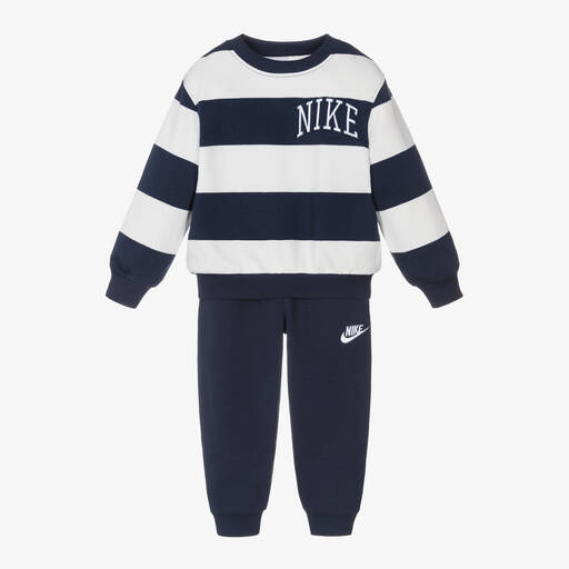 Nike-Navy Blue Stripe Jersey Tracksuit | Childrensalon