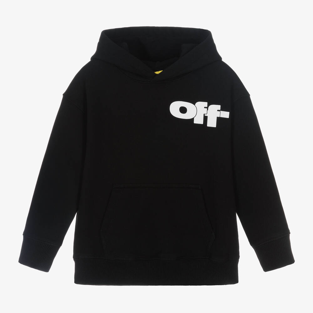 Off-White - Boys Black Wraparound Logo Hoodie | Childrensalon