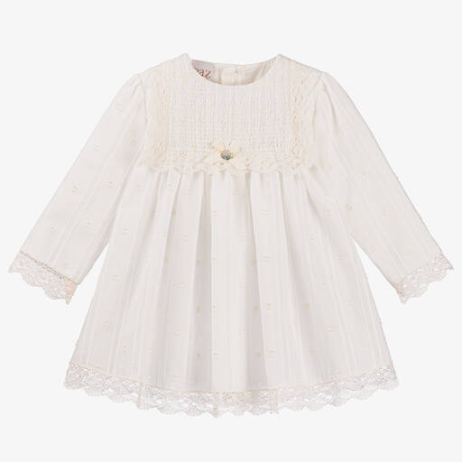 Paz Rodríguez-Baby Girls Ivory Cotton Dress | Childrensalon