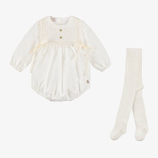 Paz Rodríguez-Ivory Lace Shortie Set | Childrensalon