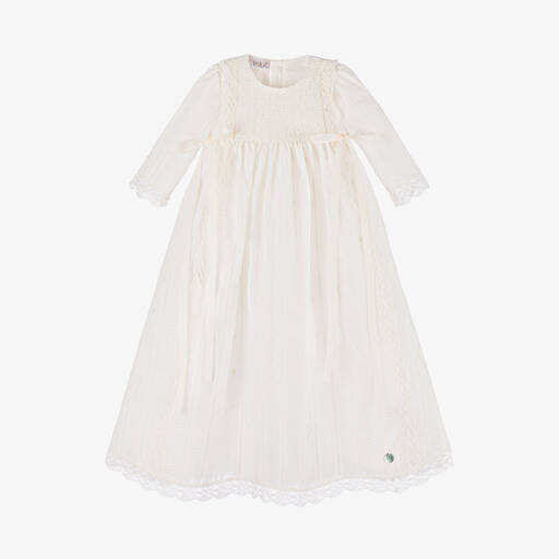 Paz Rodríguez-Ivory Smocked Cotton Baby Ceremony Gown | Childrensalon