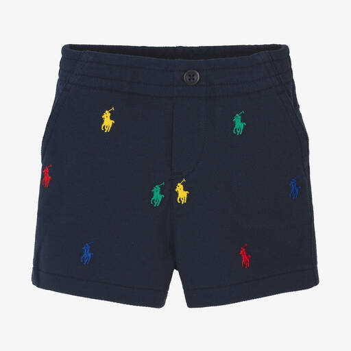 Ralph Lauren-Baby Blue Cotton Piqué Shorts | Childrensalon