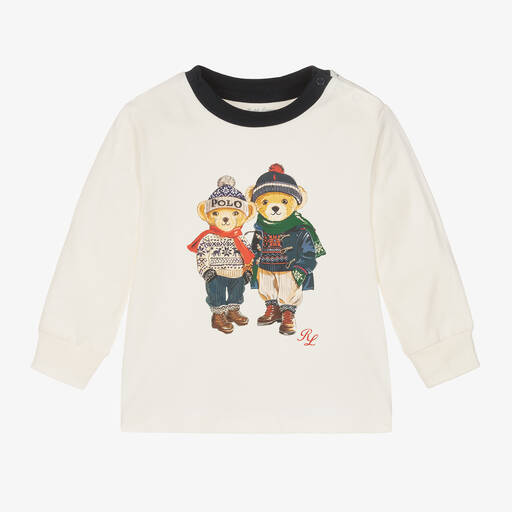 Ralph Lauren-Baby Boys Ivory Cotton Top | Childrensalon