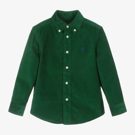 Ralph Lauren-Boys Green Corduroy Shirt | Childrensalon