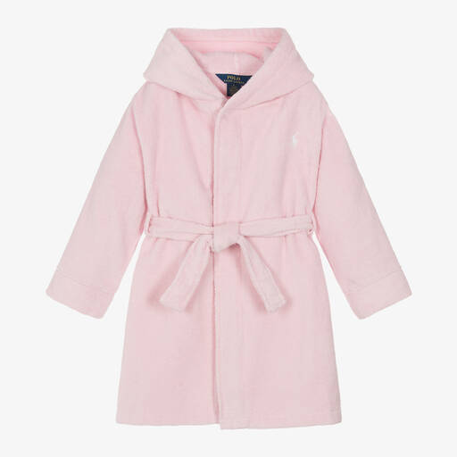 Ralph Lauren-Girls Pink Cotton Towelling Robe | Childrensalon