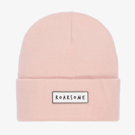 Roarsome-Pink Knitted Beanie Hat | Childrensalon