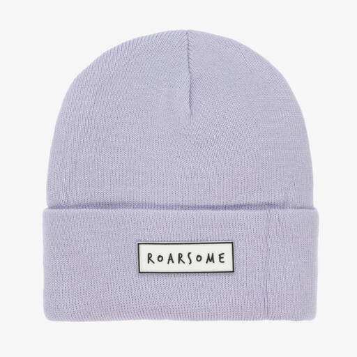 Roarsome-Purple Knitted Beanie Hat | Childrensalon