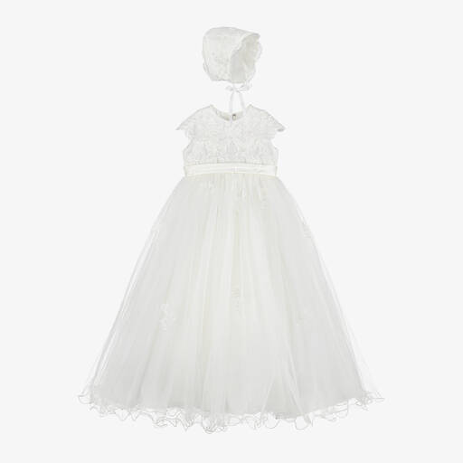 Sarah Louise-Baby Girls Ivory Satin & Tulle Ceremony Gown Set | Childrensalon