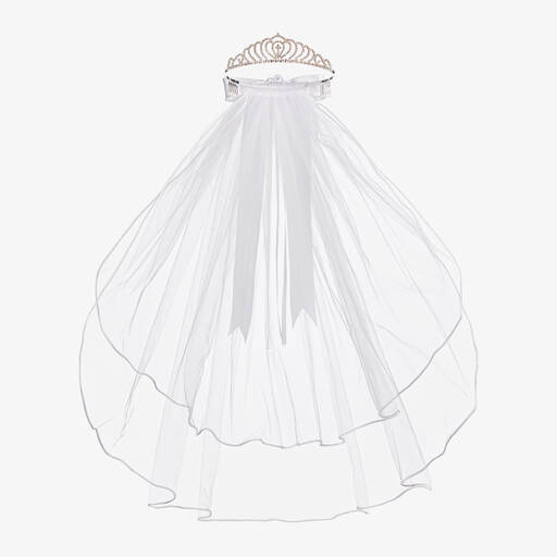 Sevva-Girls White Tulle & Diamanté Tiara | Childrensalon