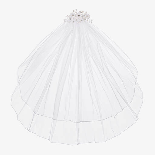 Sevva-Girls White Tulle Flower Hair Comb  | Childrensalon