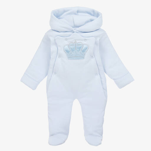 Sofija-Baby Boys Blue Cotton Pramsuit | Childrensalon