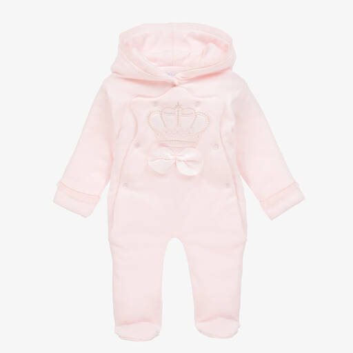 Sofija-Baby Girls Pink Cotton Pramsuit | Childrensalon