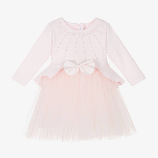 Sofija-Girls Pink Cotton & Tulle Dress | Childrensalon