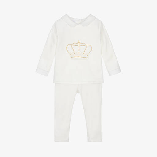 Sofija-Ivory Velour Baby Trouser Set | Childrensalon