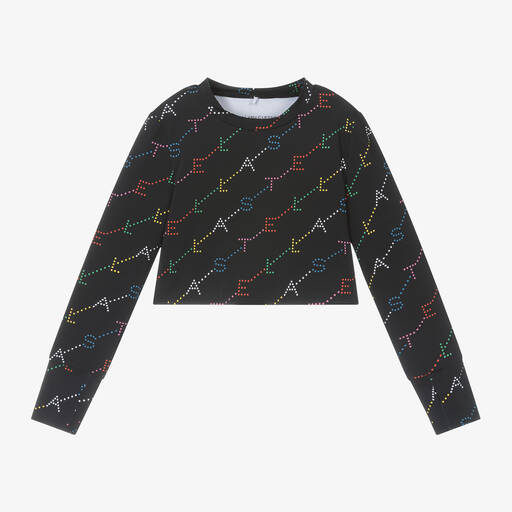 Stella McCartney Kids-Girls Black Sports Top (UPF50+) | Childrensalon