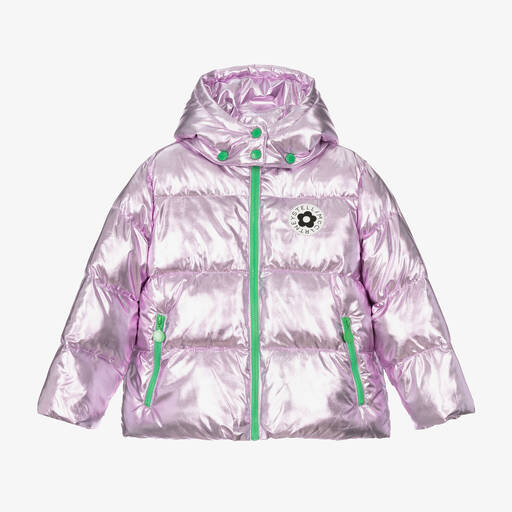 Stella McCartney Kids-Girls Metallic Purple Puffer Jacket | Childrensalon