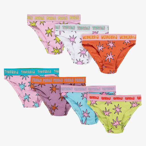 Stella McCartney Kids-Girls Pink Cotton Star Knickers (7 Pack) | Childrensalon