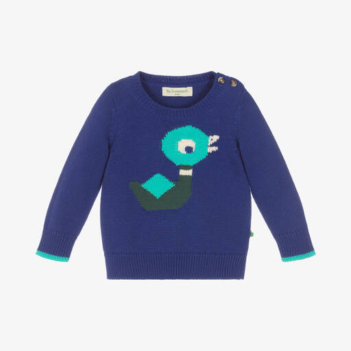 The Bonniemob-Baby Boys Blue Cotton Duck Sweater | Childrensalon