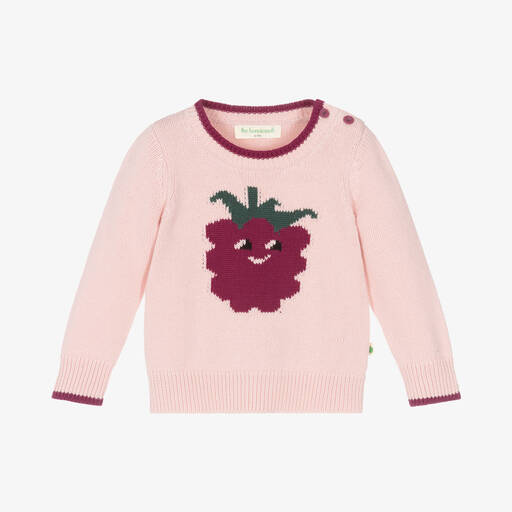 The Bonniemob-Baby Girls Pink Knitted Cotton Jumper | Childrensalon