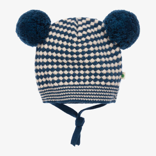 The Bonniemob-Blue Check Wool & Organic Cotton Hat | Childrensalon