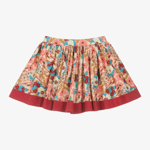 The Middle Daughter-Girls Pink Floral Cotton Skirt | Childrensalon