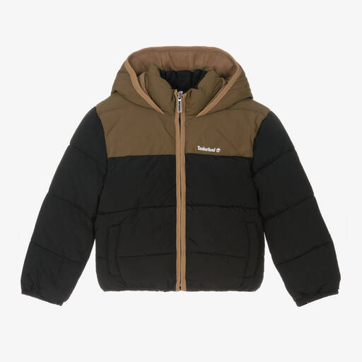 Timberland-Boys Black Hooded Puffer Jacket | Childrensalon