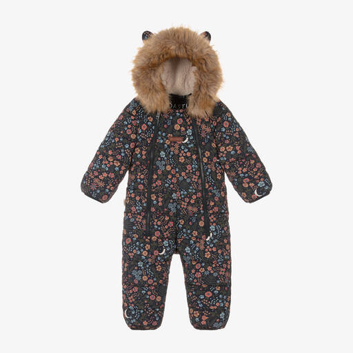 Töastie-Girls Navy Blue Floral Snowsuit | Childrensalon