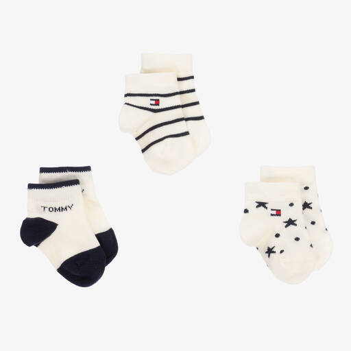 Tommy Hilfiger-Baby Boys Ivory Cotton Socks (3 Pack) | Childrensalon