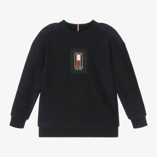 Tommy Hilfiger-Boys Blue Towelling Sweatshirt | Childrensalon