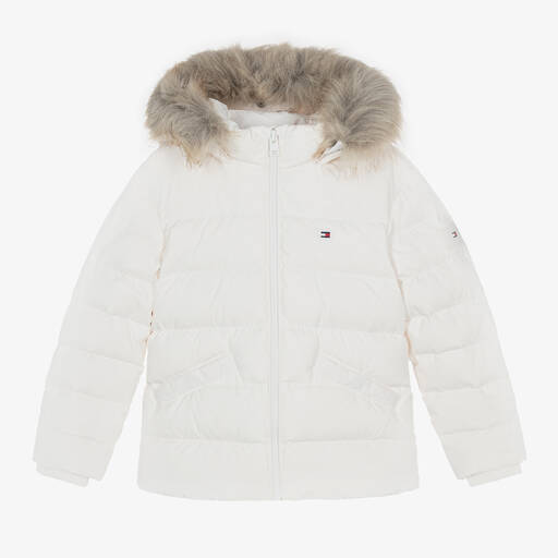 Tommy Hilfiger-Girls Ivory Down Padded Jacket | Childrensalon