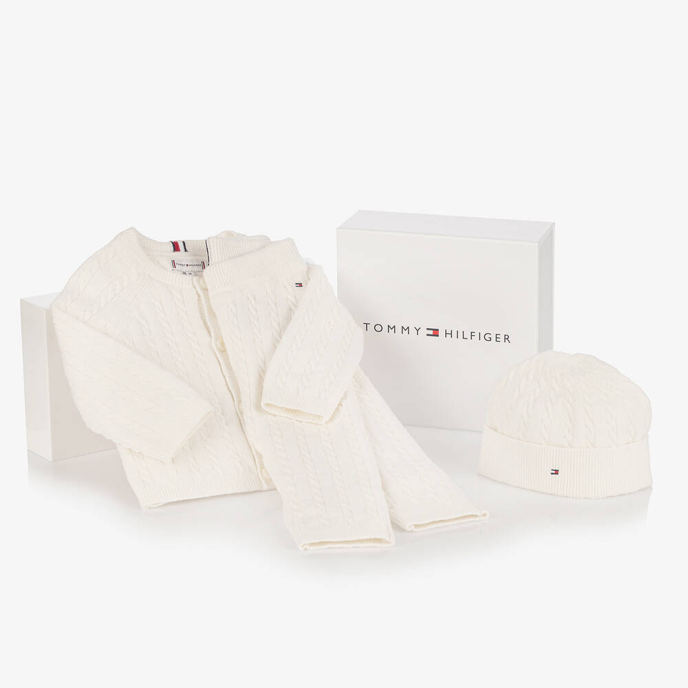 Tommy Hilfiger - Ivory Cotton & Wool Knit Baby Trouser Set | Childrensalon