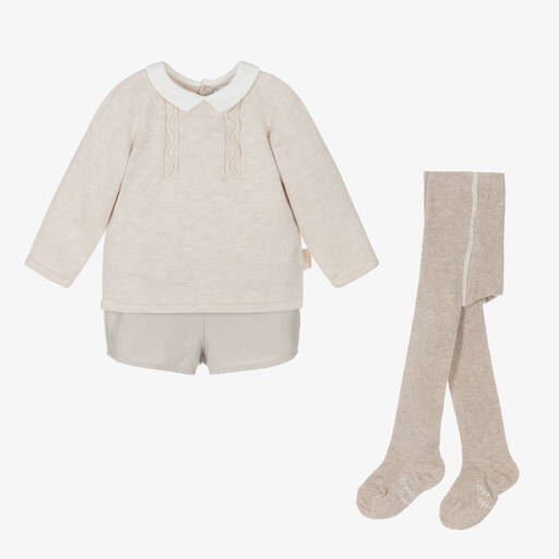 Tutto Piccolo-Boys Beige Shorts Set | Childrensalon