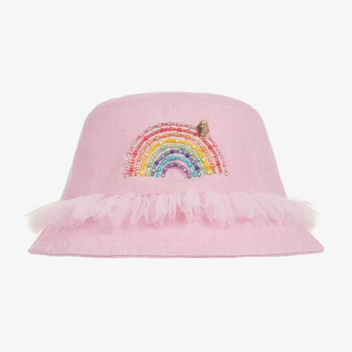 Tutu du Monde-Girls Pink Cotton Canvas Rainbow Bucket Hat | Childrensalon