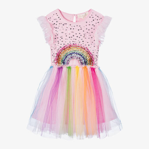 Tutu du Monde-Girls Pink & Rainbow Tulle Dress | Childrensalon