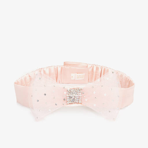 Tutu du Monde-Girls Pink Satin Sequin Bow Belt | Childrensalon