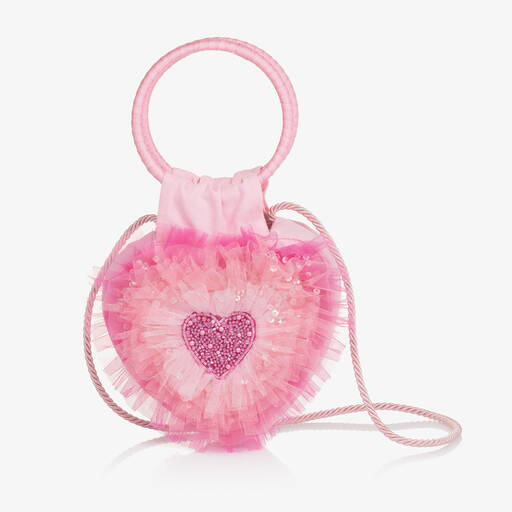 Tutu du Monde-Pink Heart Sequin & Beaded Handbag (15cm) | Childrensalon