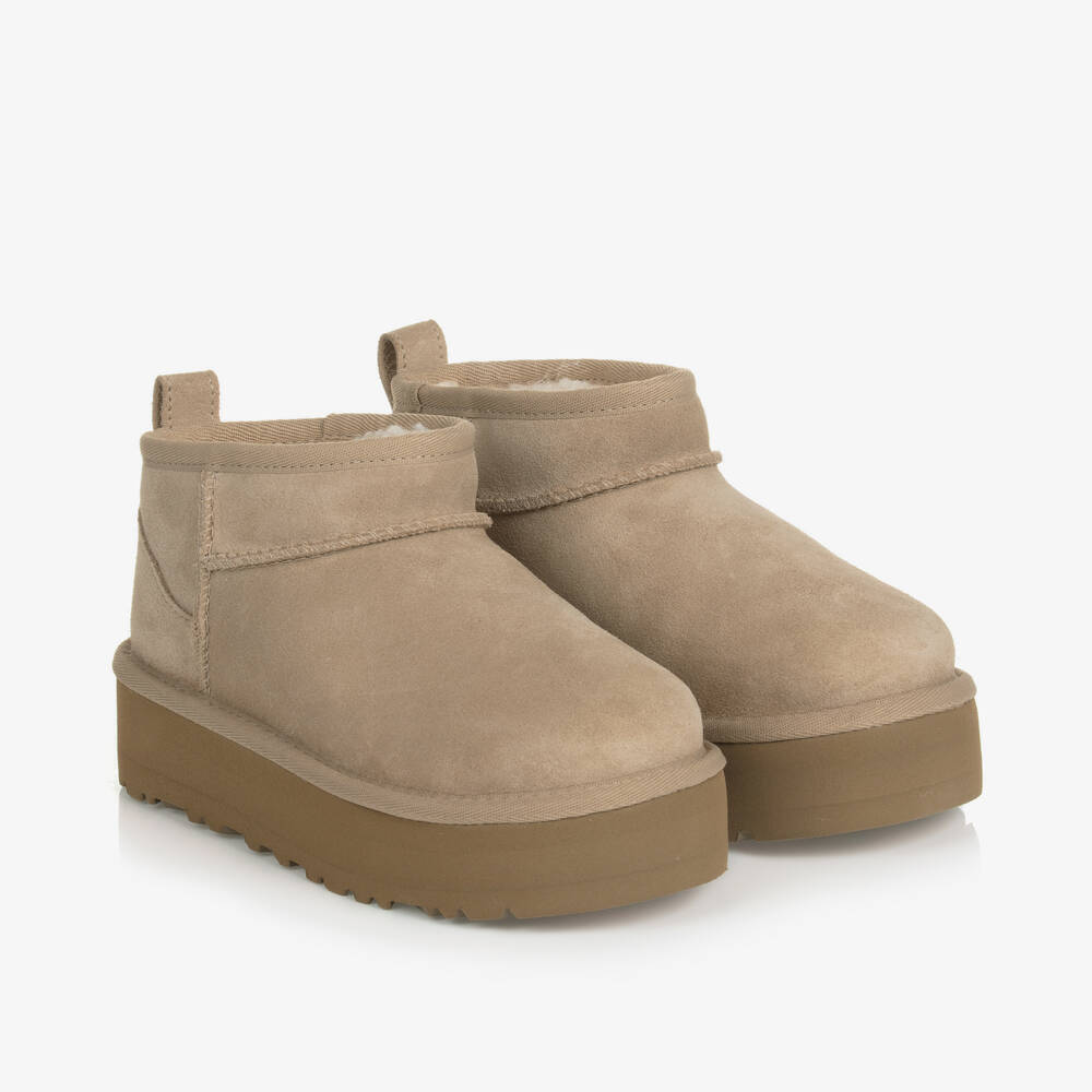 UGG - Beige Classic Ultra Mini Platform Boots | Childrensalon