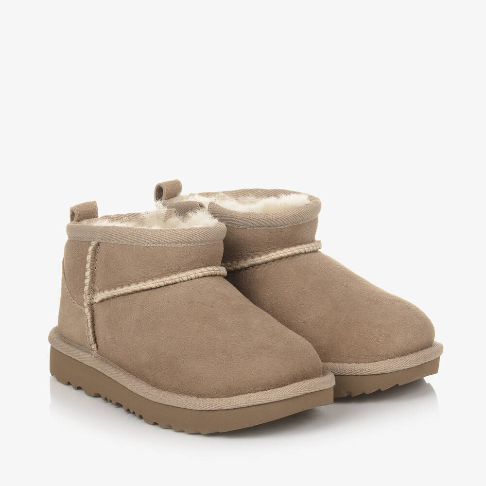 UGG - Beige Classic Ultra Mini Suede Leather Boots | Childrensalon